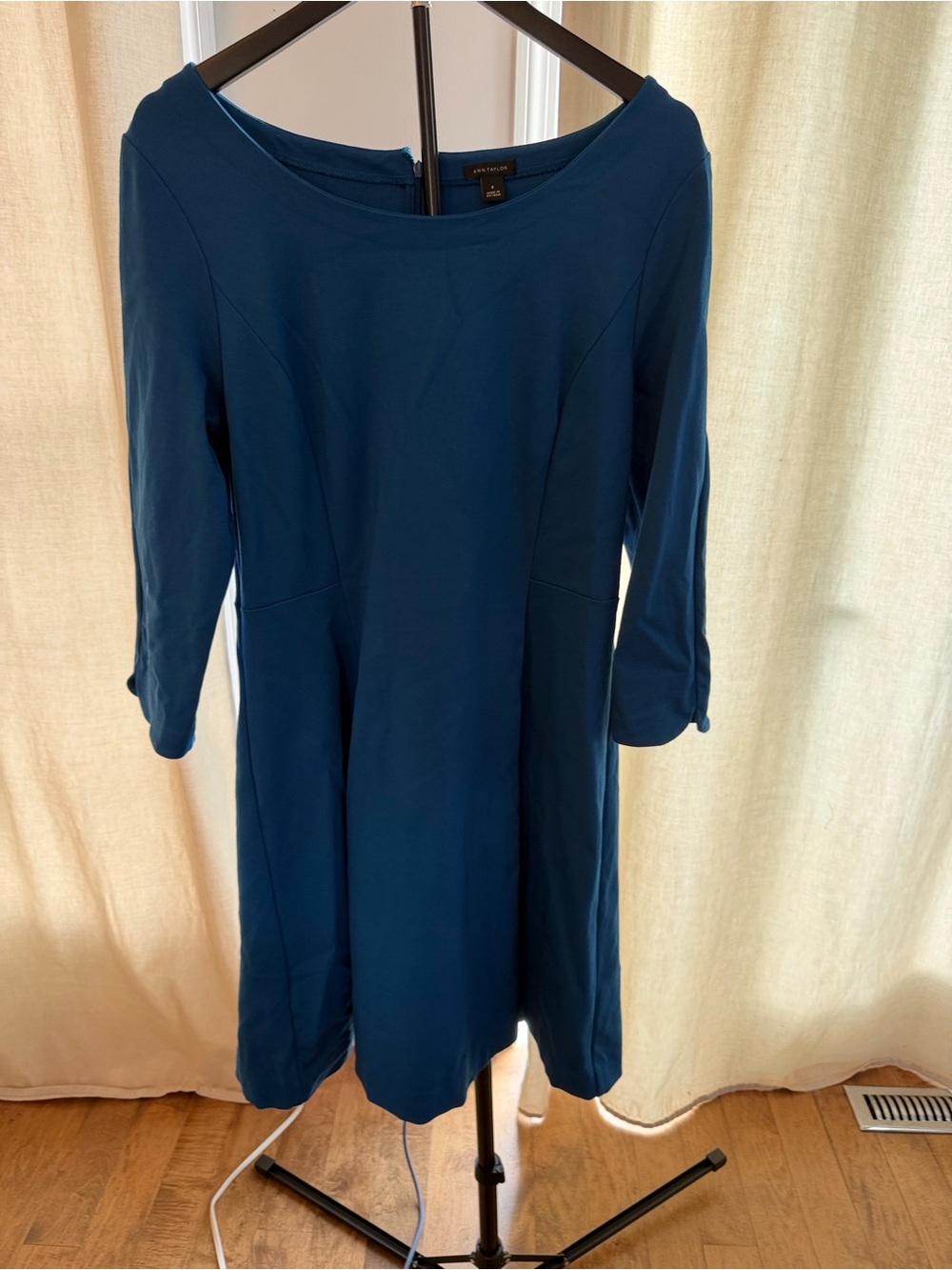 Ann Taylor Teal Boatneck Fit & Flare Dress